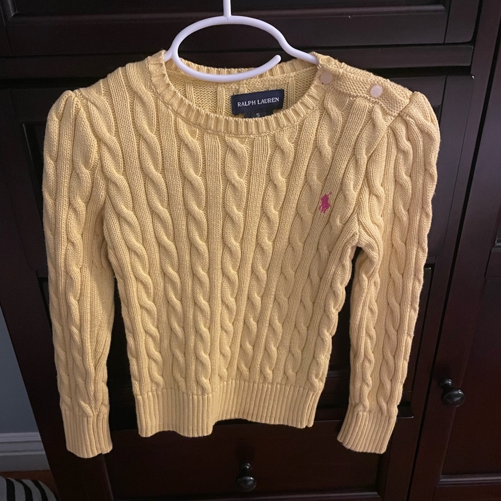 Girls Polo Yellow Cable Knit Sweater.  Size 5